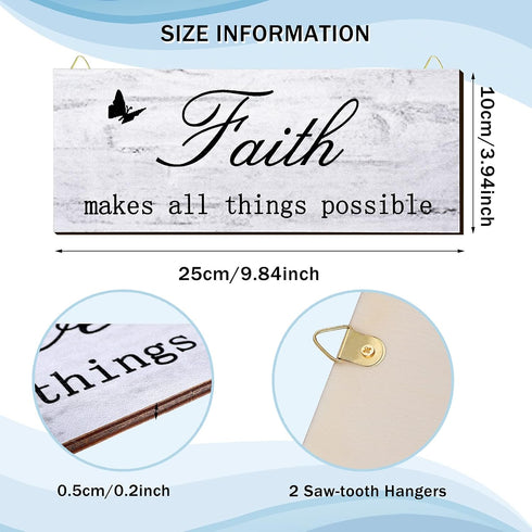 4 Pieces Faith Love Hope Family Wood Sign, Rustic Wooden Home Wall Sign for Front Porch Door