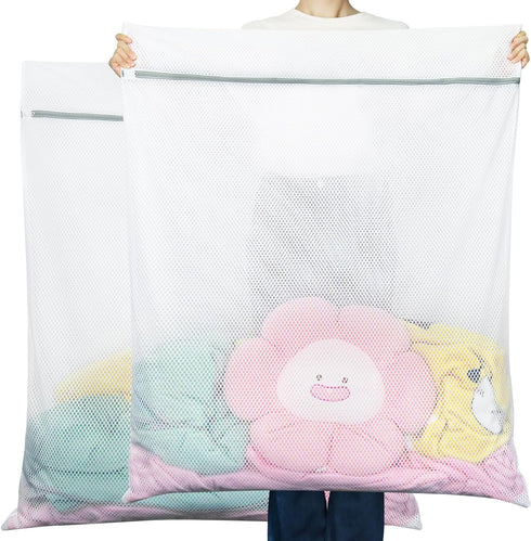 Vivifying 2 Pack Extra Large Mesh Laundry Bags with Zipper for Washing Machine, Coats, Stuffed Toys, Blanket, Delicates