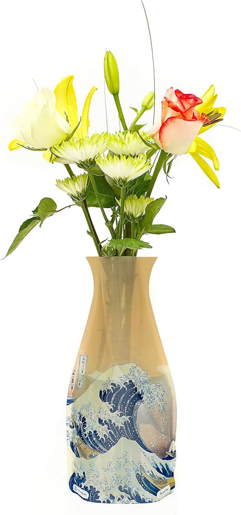 MODGY Expandable Flower Vase - Decorative Plastic Vases for Centerpieces, Dining Table Decor, The Great Wave