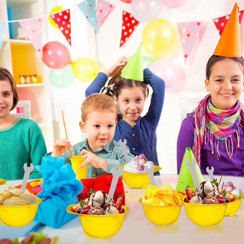 36 Sets Set Frozen Uiifan Construction Hat Ice Cream Bowls Spoon Plastic Yogurt Cups with Spoons Engineering Helmet Ice