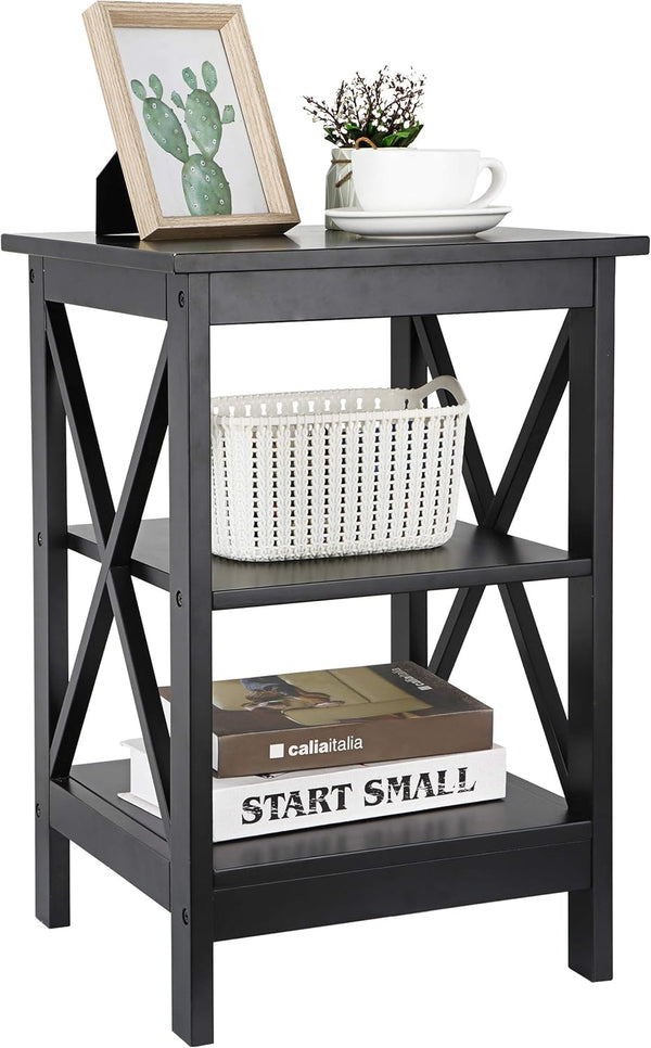 Nouva Square Side Table with Storage 3 Tier Small End Table 16 x