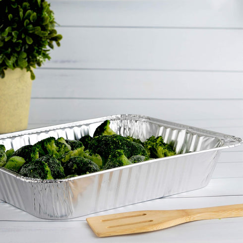 PLASTICPRO Disposable 9 x 13 Heavy Weight Aluminum Foil Pans, Pack of 10 for Baking Cakes, Bread