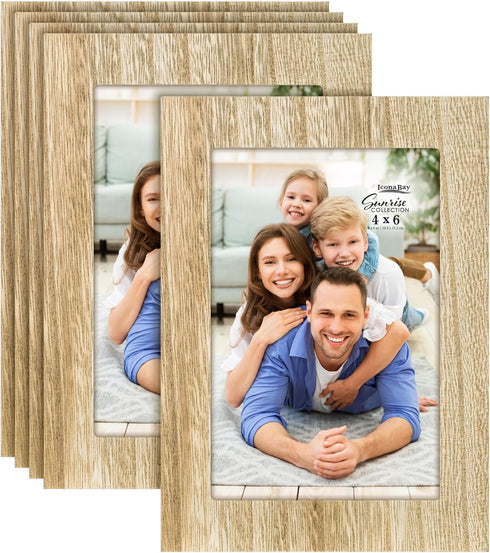 Icona Bay - 4x6 Picture Frames - Ash Brown, 5 Pack, Painted Solid One-Piece Wood Composite, Modern Farmhouse Set