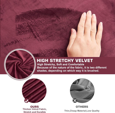 NeColorLife Velvet Ottoman Cover Christmas Ottoman Slipcover Thick Stretchable Footrest Stool Covers with Elastic Band