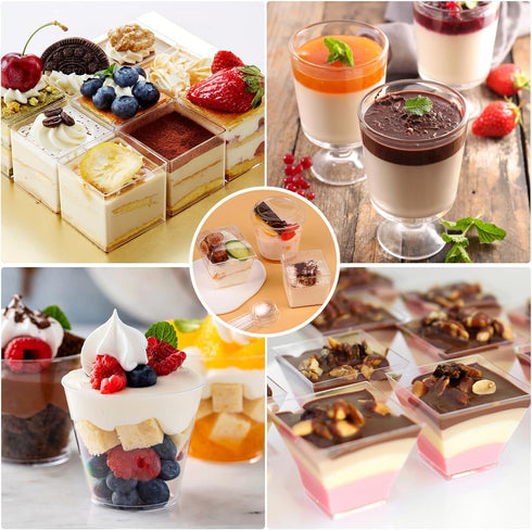 430 Pack 4 oz, 5 oz 7 oz LifeIdeas Mini Dessert Cups with Lids and Spoons, Shooters Cups for Party, Clear Yogurt