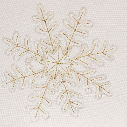 Saro Lifestyle Table Runner, Embroidered Snowflake Design, Ivory, 16"x72"