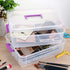 JUXYES 2-Tiers Stack Carry Storage Box, Transparent Stackable Storage Bin with Handle for School Office