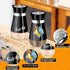 Salt and Pepper Shakers Set, 4 oz Black Kitchen Decor, Stainless Steel & Glass Spice Dispenser, Refillable Design