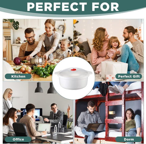 Microwave Bowls with Lids - 3 Pieces Assorted Sizes, Soup Bowl with Lid and Steam Rack, Dishwasher Safe Dishes
