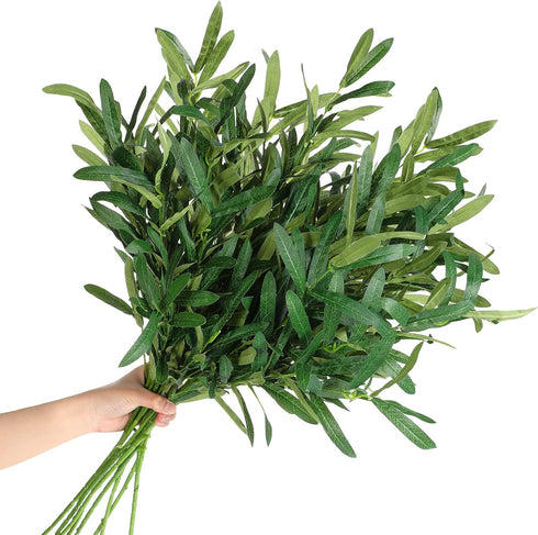 WILLBOND 8 Bundles Faux Olive Branches, 43 Inch Tall Greenery Stems for Vases, Fake Plant for Floral Arrangement