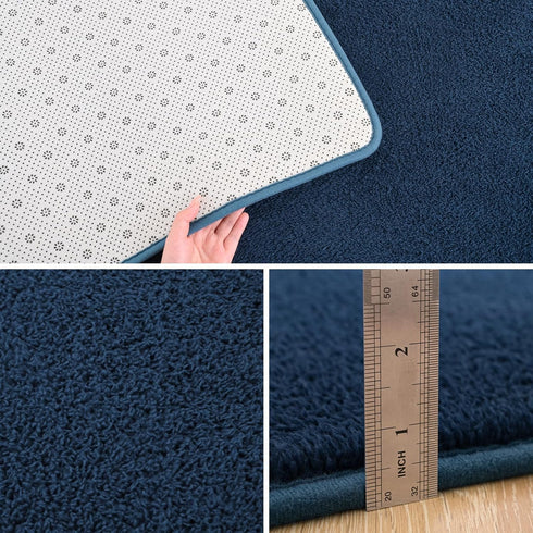 Area Rugs for Bedroom Living Room, 4x6 Navy Blue Thickened Memory-Foam Indoor Carpet, Modern Aesthetic