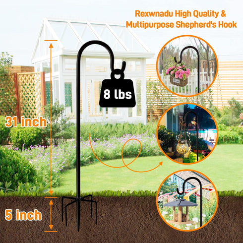 36 inches Pot-2 Packs Shepherd Hooks for Bird Feeders Outside Heavy Duty Shepherd Stand Plant Hanger Yard Hooks