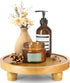 EOSAHR Farmhouse Round Wood Riser Wooden Tray Pedestal Stand for Bathroom Decor