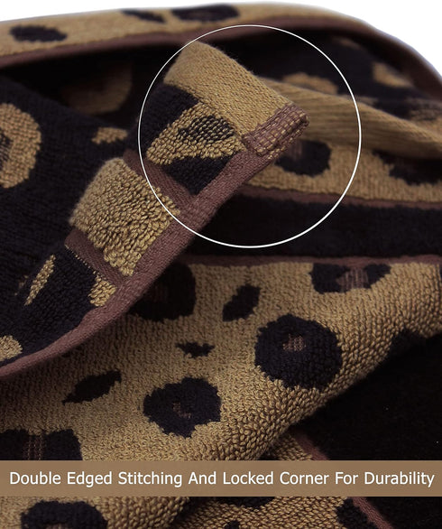 6 Set 100% 2 2 2 Set COTTON CRAFT Piece Towel - Animal Print Leopard Cheetah Africa Safari Cotton Jacquard Bath Towel