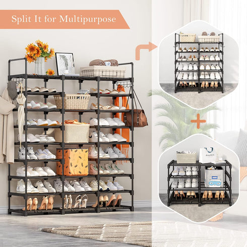 9 53-58 Closet 10 Closet Organizer,12"D 50"W 63"H Tabiger Tier Shoe Rack Organizer for Entryway Pairs, DIY Stackable