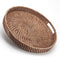 Round Rattan Woven Serving Tray with Handles Ottoman Tray for Breakfast, Drinks,