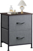 WLIVE Nightstand, 2 Drawer Dresser for Bedroom, Small Dresser with Fabric Bins, Dark Grey