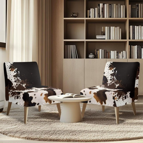 Generic Armless Armless Armless Stretch Chair Slipcovers Cow Print Accent Chair Covers Removable Non-Slip Couch Cover
