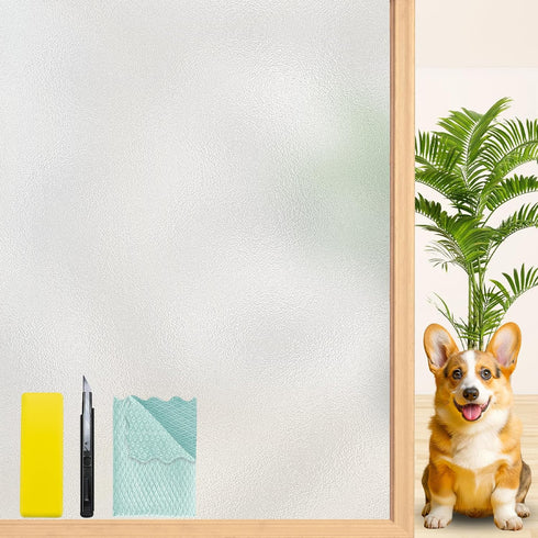 Niviy Frosted Window Film - Non-Adhesive Shower Window Covering for Bathroom, 17.7" x 78.7" Length