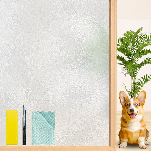 Niviy Frosted Window Film - Non-Adhesive Shower Window Covering for Bathroom, 17.7" x 78.7" Length