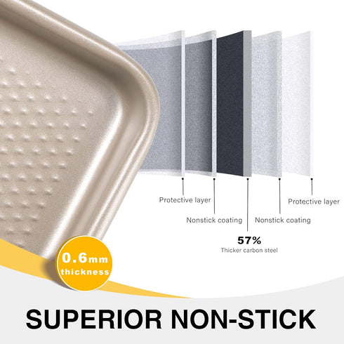 Half Cookie Sheet Pan for Baking - HONGBAKE Nonstick Baking Sheet with Diamond Texture Surface