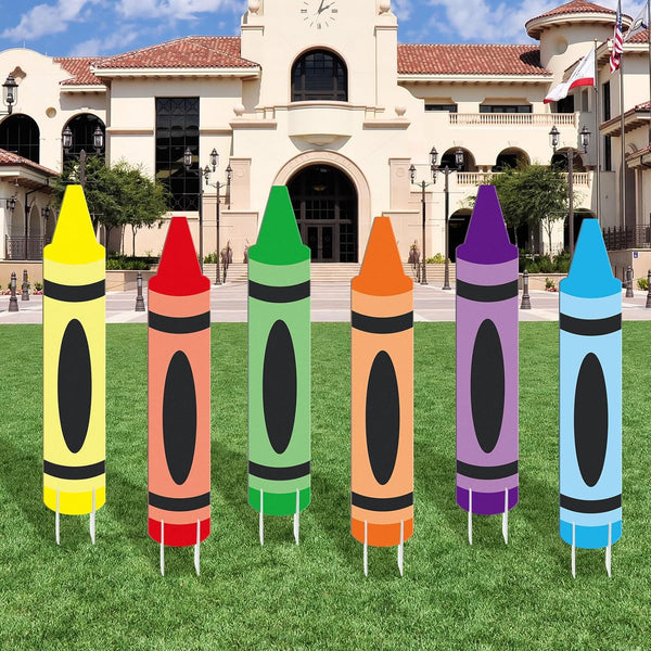 Memorywuu 6 Pcs Kindergarten Graduation Decorations Crayon Yard Signs 31.5 Inch Large Preschool