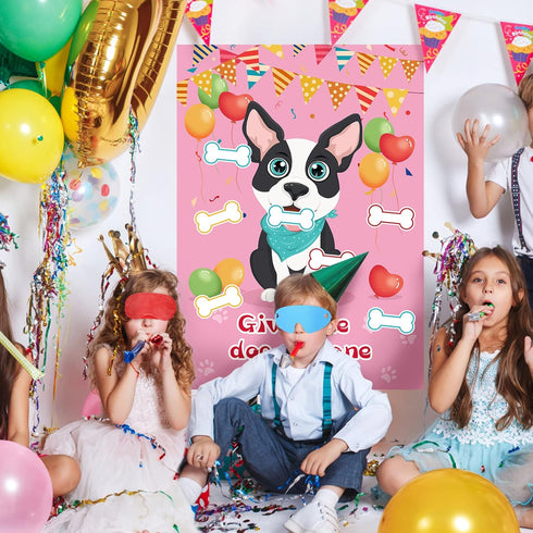 Pin The Bone on The Dog Party Game - 48 Pcs Bone for Dog Themed Birthday Party Supplies