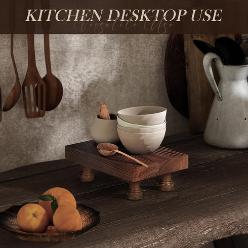 8.5") EOSAHR Farmhouse Pine Wood Risers for Decor in Kitchen & Bathroom - Risers Display Stands for Home Decor