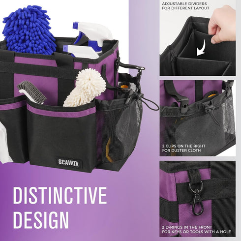 SCAVATA Compact Wearable Cleaning Caddy, Small Cleaning Caddy Supplies Organizer with Handle & Shoulder Straps