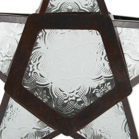 Zings & Thingz Beautiful Hanging Star Candle Lantern, 9.5" Tall, Clear Glass