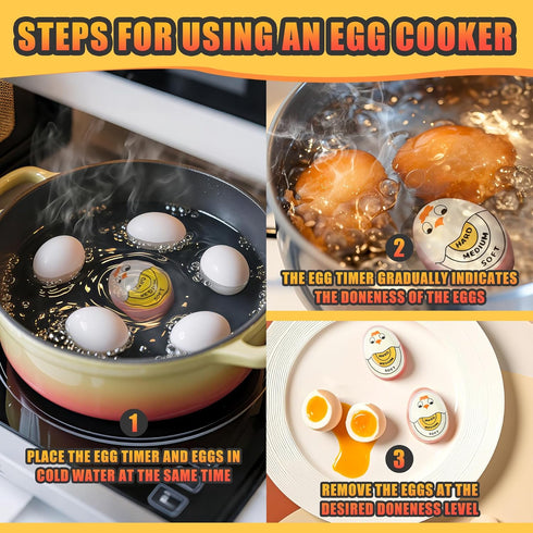2pcs FOREV Egg Timer for Hard Boiled Eggs Soft Boiled Color Changing Indicator Tells When Eggs are Ready, Yellow