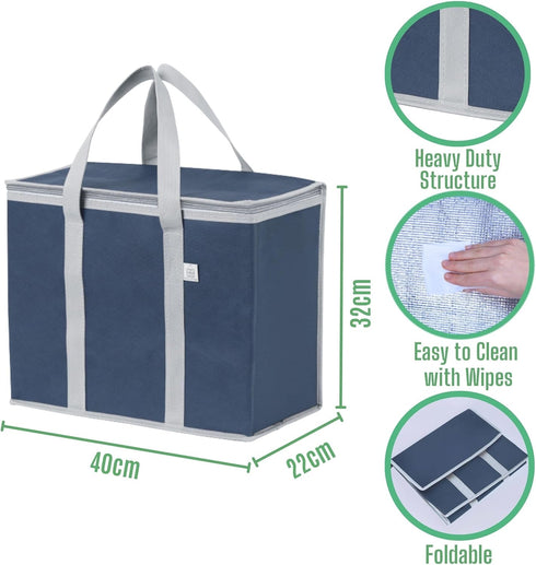3 Pack 3 Pack) VENO Cooler Bag Insulated Reusable Grocery Shopping Bag, Food Delivery, Heavy Duty, Large Size, Durable