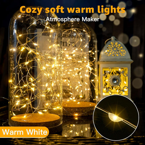 HOBAYS 20 Pack 7ft 20 Fairy Lights Battery Operated LED Mini String Lights Twinkle Lights Silver Wire Firefly Starry