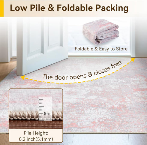 5'x7' RELEANY Washable Area Rugs Non-Slip Modern Abstract Soft for Living Room Entryway Bedroom Nursery, Print Pattern