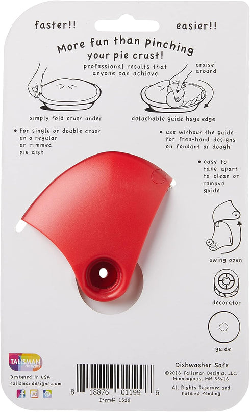 Talisman Designs Pastry Wheel, Pie Crust Decorator, Easy to Use, Pie Decorating Tools & Gadgets, Embosser
