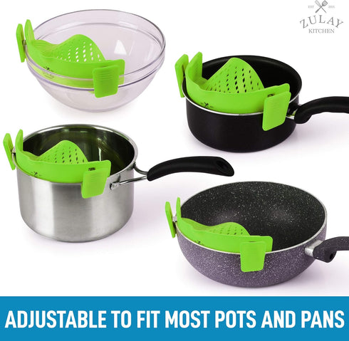 Adjustable Silicone Strainer for Pots, Pans & Bowls, Heat-Resistant by Zulay Kitchen