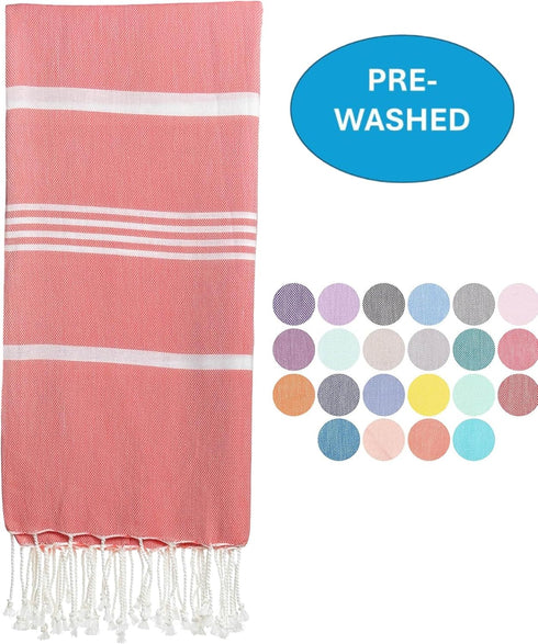 Beach Towel, 100% Cotton Turkish, Adult 38x70 Inch, Quick Dry, Sand Free, Lightweight, Coral Quartz