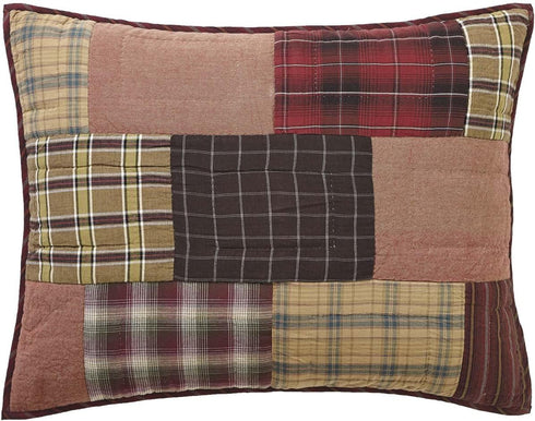 VHC Brands Wyatt Standard Sham 21x27, Patchwork Tan Bedding Accessory