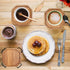 Set 6 Cute Rustic Farmhouse Wooden Cup Coaster of Cool Bar Drink Coasters with Holder Acacia Wood Coasters for Coffee