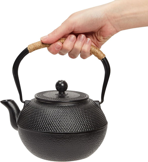 1200 mL, 2 Set Juvale Cast Iron Teapot - Black, Cups - Japanese Tea with Stainless Steel Infuser & Stovetop Kettle