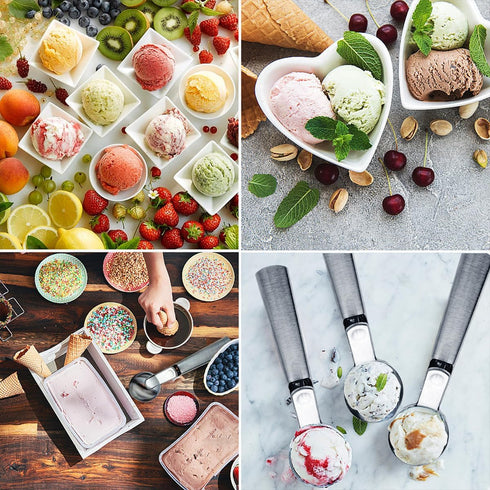 Tuneijue (1p-silver) Premium Ice Cream Scoop, Stainless Steel Ice Scoop with Trigger & Ergonomic Handle - One-Push