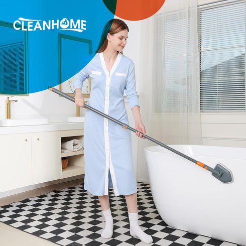 Tile Tub Scrubber Brush with 3 Cleaning Heads, 56" Extendable Long Handle for Bathroom Kitchen Toilet Cleaning