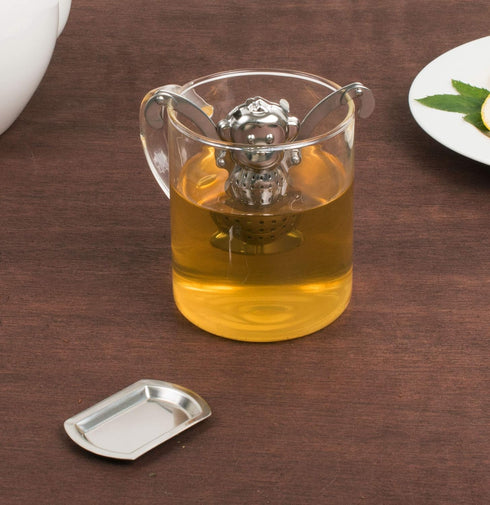 HIC Harold Import Co. HIC Tea Infuser with Drip Tray, Single, Monkey