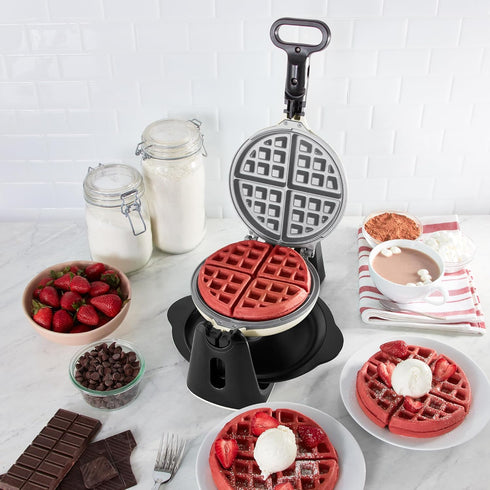 DASH Flip Belgian Waffle Maker with Ceramic Coating for 1" Thick Waffles – Cream