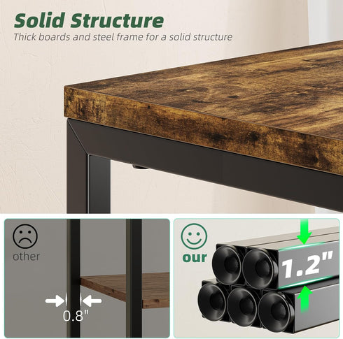 3 Simple Trending Side Table, End Table Night Stand, Tiers Shelf for Living Room, Rustic Brown