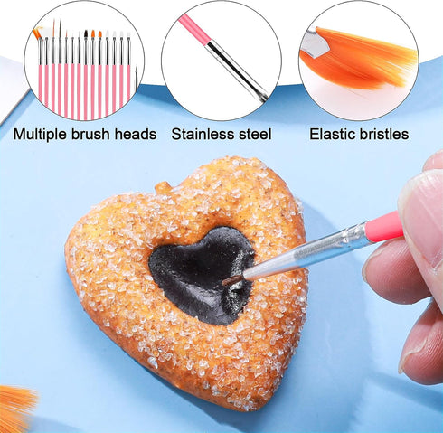 Aster 15Pcs Cake Decorating Brushes Kit, Food Safe Paint Brushes for Fondant Sugar DIY Tools, Cookie Decorating