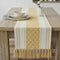 Boho Table Runner with Tassels 14 x 90 Inches, Yellow & Cream