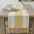 Boho Table Runner with Tassels 14 x 90 Inches, Yellow & Cream