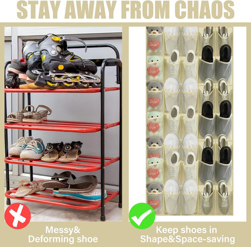2 Pack 40 Closet Windyun Over the Door Shoe Organizers Large Mesh Pocket Hanging Shoe Rack for Nonslip Behind Door
