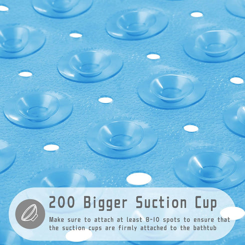 Yimobra Non Slip Bathtub Mat - 40 x 16 Inch, Extra Long Shower Mat with Drain Holes, Clear Blue